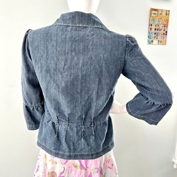 Vintage Y2k Cherokee Dark Wash Blue Denim Jean Blazer Suit Jacket size Small - Picture 4 of 8
